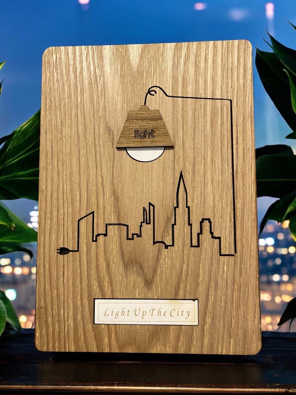 3D Wood Notebook Journal Blank Paper "Light up the City" Drawing Paper 5x8